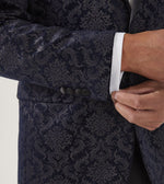 Load image into Gallery viewer, Skopes Navy Jacquard Velvet Jacket Regular Length

