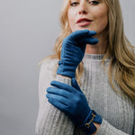 Load image into Gallery viewer, Zelly Faux Suede Gloves Blue
