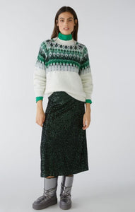 Oui Sequin Midi Skirt Green