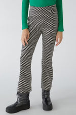 Load image into Gallery viewer, Oui Kick Flare Patterned Trousers Black
