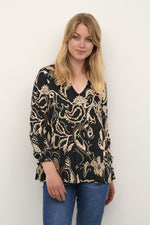 Load image into Gallery viewer, Culture Patterned Blouse Black
