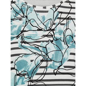 Olsen Printed Floral Top Aqua