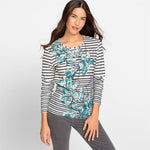 Load image into Gallery viewer, Olsen Printed Floral Top Aqua
