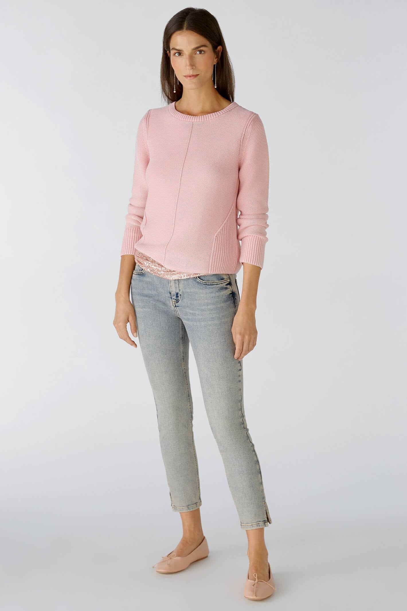 Oui Ribbed Panel Jumper Pink