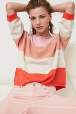 Load image into Gallery viewer, Oui Block Stripe Pullover Apricot
