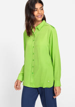 Load image into Gallery viewer, Olsen Satin Effect Blouse Green
