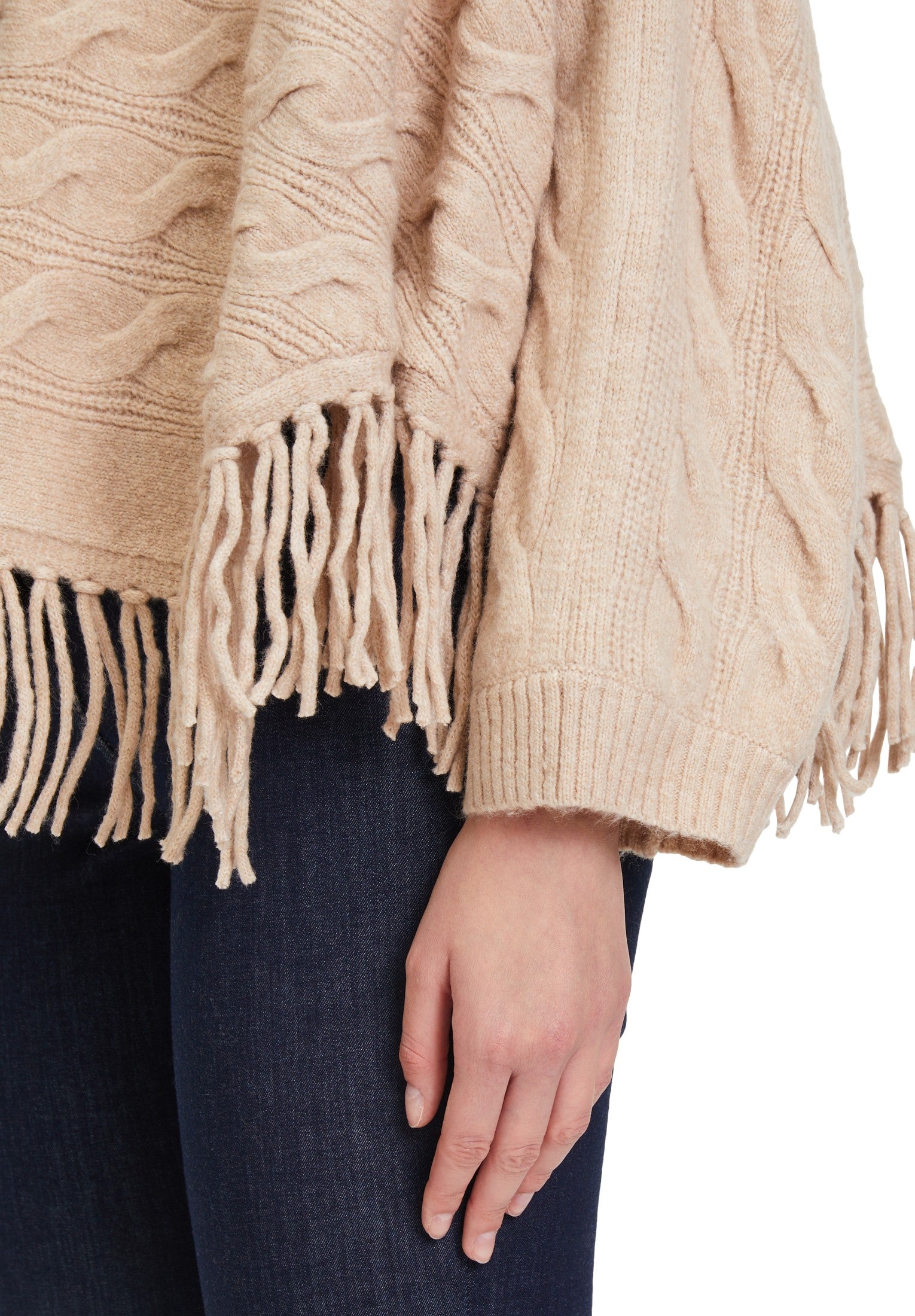 Betty Barclay Cable Knit Poncho Beige