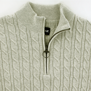 Barbour Cable Knit Half Zip Sweater Beige