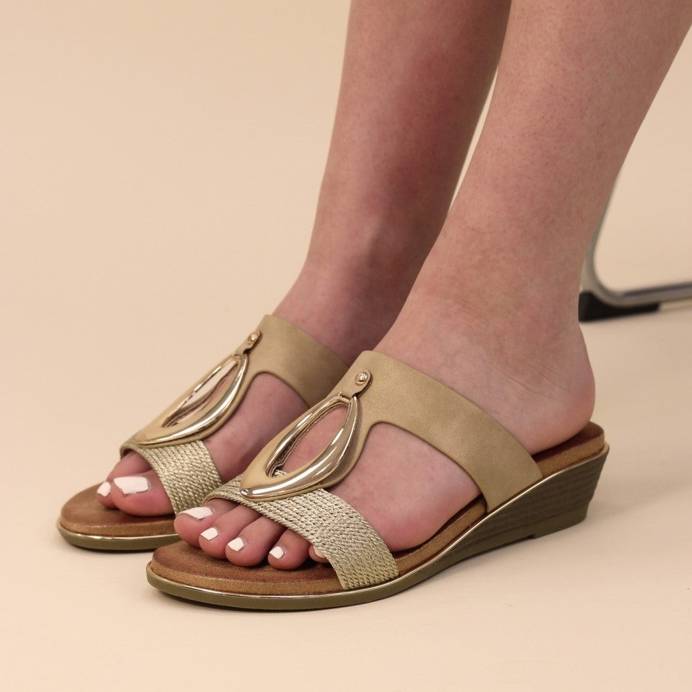 Lunar Porto Wedge Sandal Beige