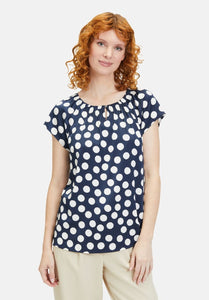 Betty Barclay Polka Dot Blouse Navy