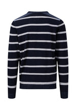 Load image into Gallery viewer, Fynch Hatton Striped Cotton Crew Neck Sweater Navy
