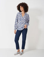 Load image into Gallery viewer, Crew Frill Neck Blouse Blue

