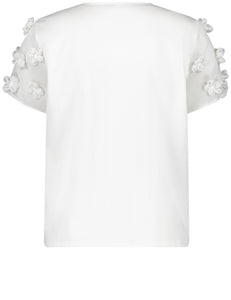 Taifun Floral Sleeve Top Off White