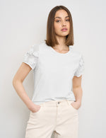 Load image into Gallery viewer, Taifun Floral Sleeve Top Off White
