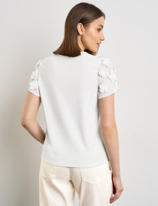 Taifun Floral Sleeve Top Off White