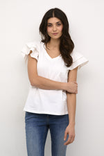 Load image into Gallery viewer, Culture Frill Sleeve T-Shirt White
