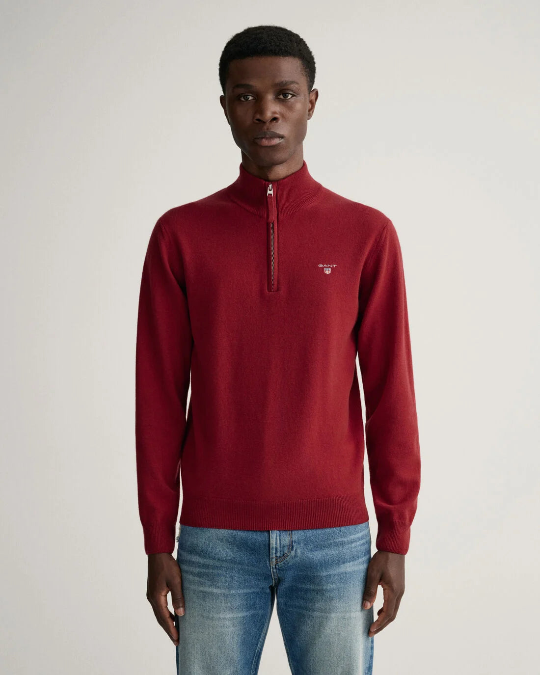 Gant Port Red Lambswool Half Zip Sweater