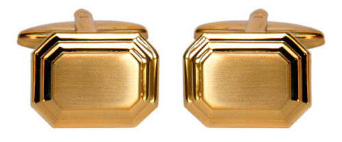 Dalaco Shiny & Brushed Rectangular Cut Corner Gold Cufflinks