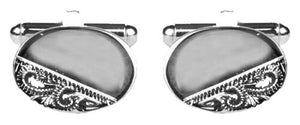Oval Third Engraved Cufflinks