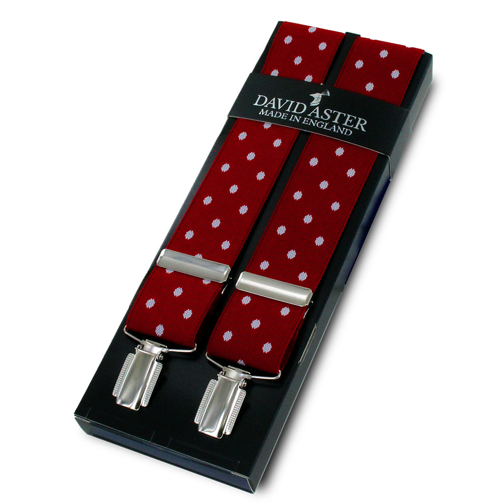 Classic Red Clip On Spots Braces