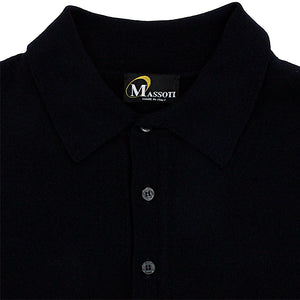 Franco Ponti Navy 3 Button Knitted Polo