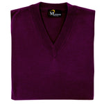Load image into Gallery viewer, Franco Ponti Plum  Merino Wool V-Neck Sweater
