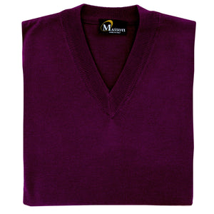 Franco Ponti Plum  Merino Wool V-Neck Sweater
