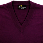 Load image into Gallery viewer, Franco Ponti Plum  Merino Wool V-Neck Sweater
