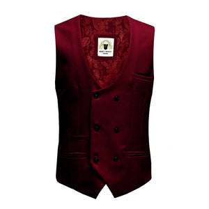 Wine Double Breasted Waistcoat