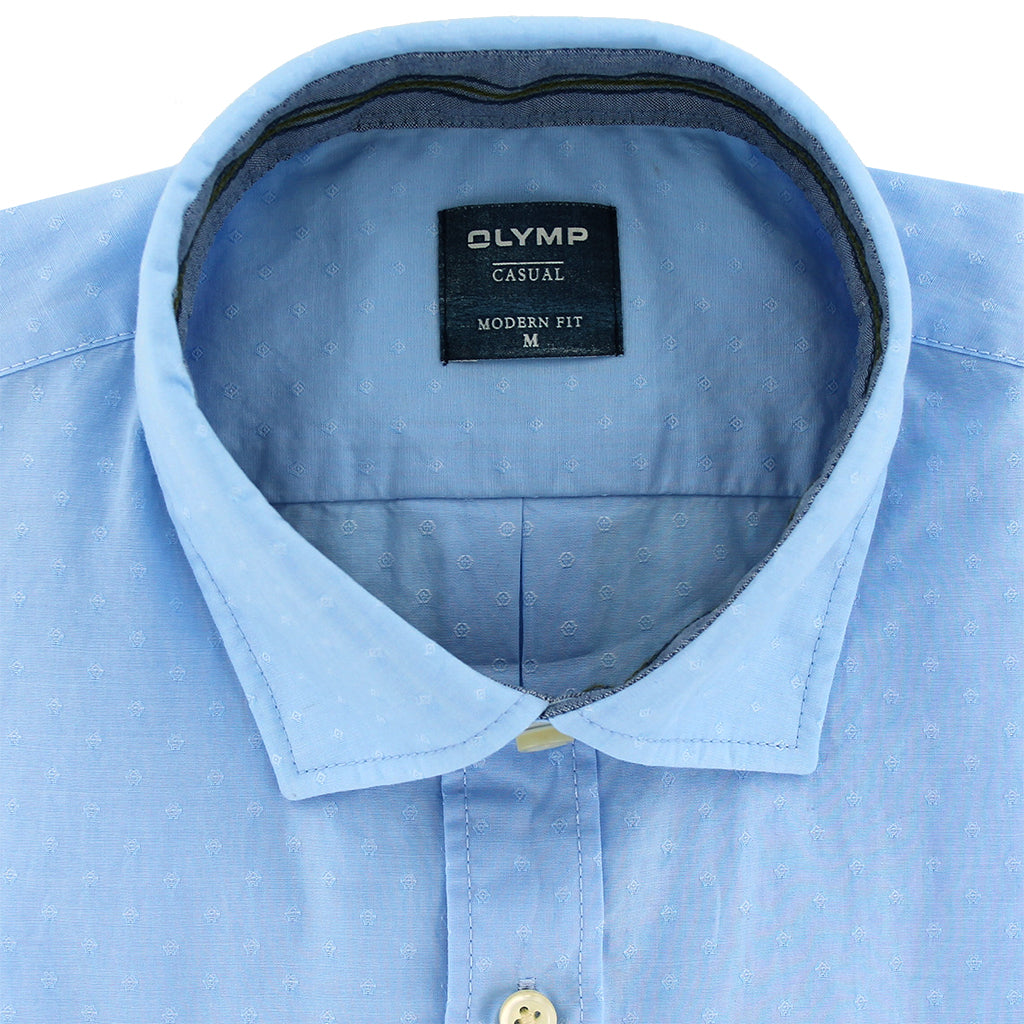 Olymp Short Sleeve Casual Sky Blue Shirt